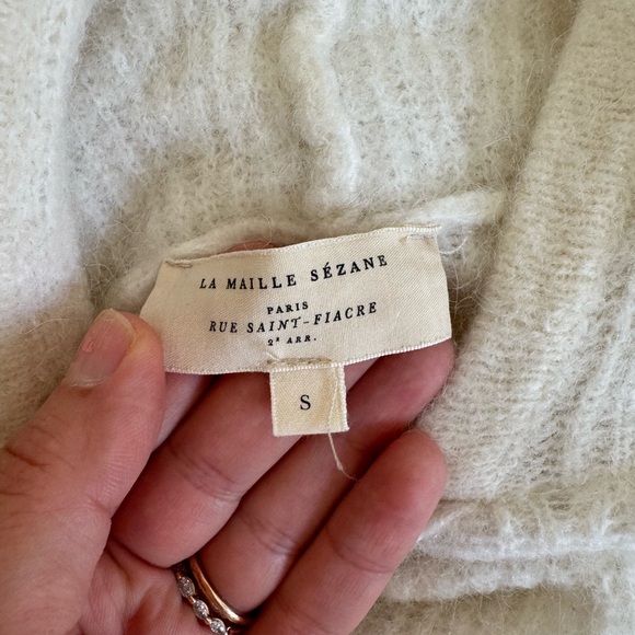 Sézane Laurel Baby Alpaca Knit Hoodie - Cream Women’s Sz S - Picture 6 of 7
